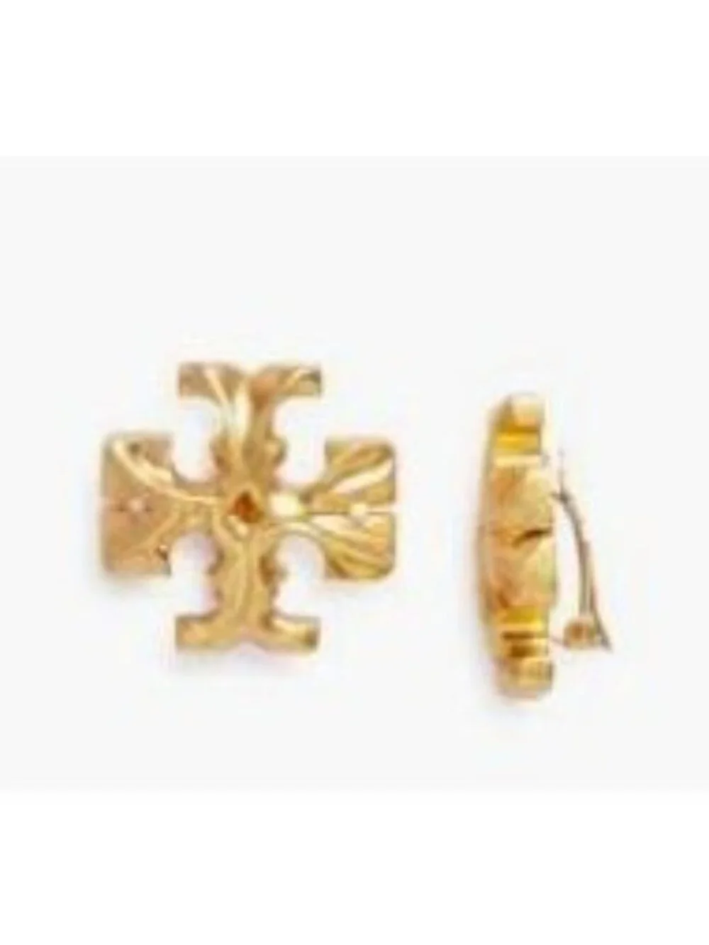 *** Tory Burch Roxanne Gold Logo Clip-On Earrings